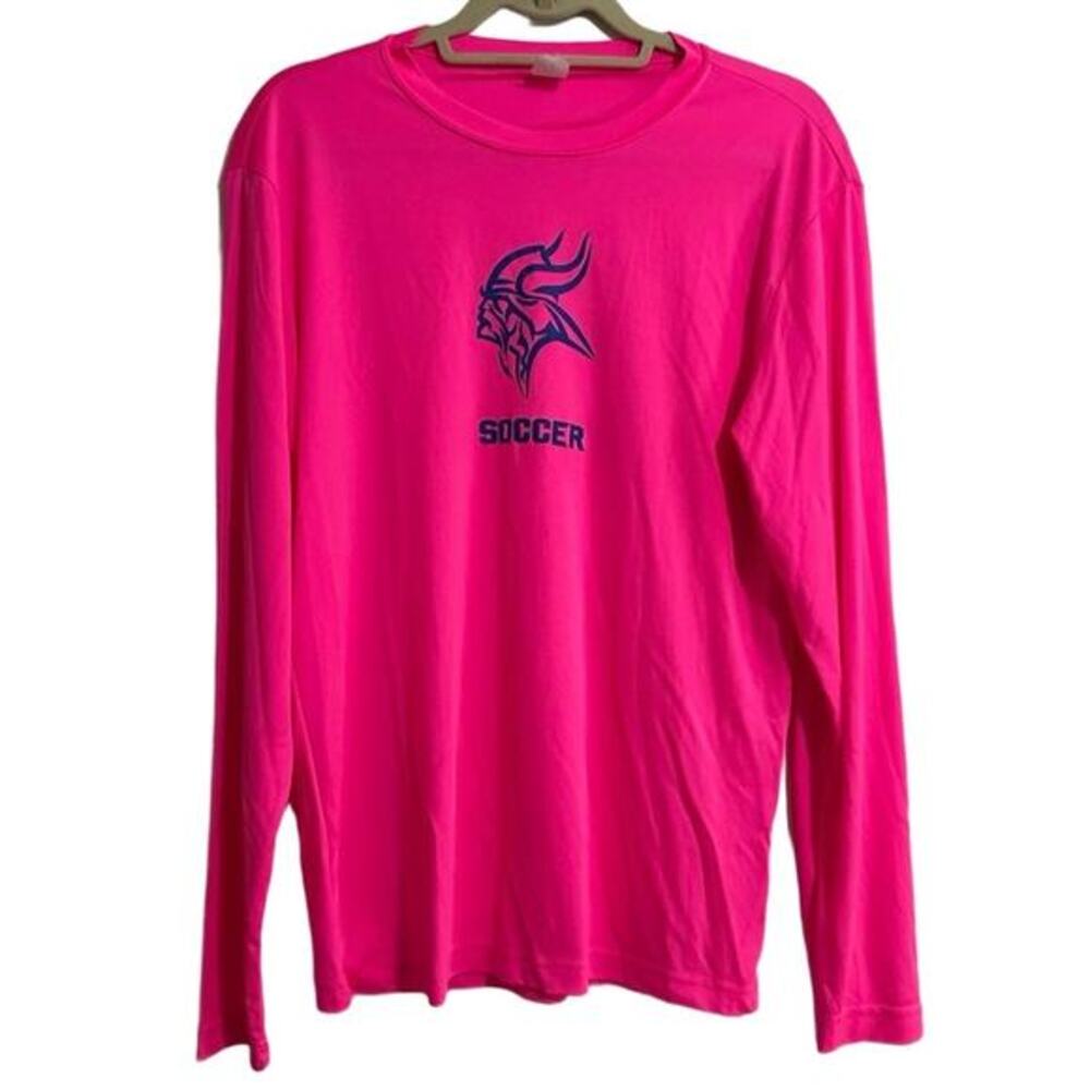 Sport-Tek Long Sleeve T-Shirt Women's Small Hot Pink‎ Soccer Viking